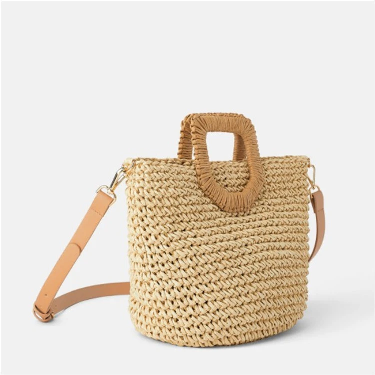 Woven Paper One-Shoulder Messenger Basket Bag