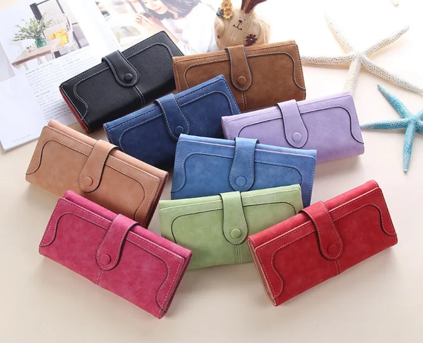 Korean version of the wallet ladies long retro matte stitching ladies wallet women's wallet wallet