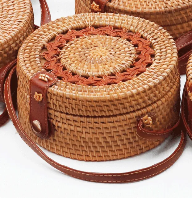 Rattan bag Messenger bag straw bag bamboo basket bag weaving handbags travel vacation