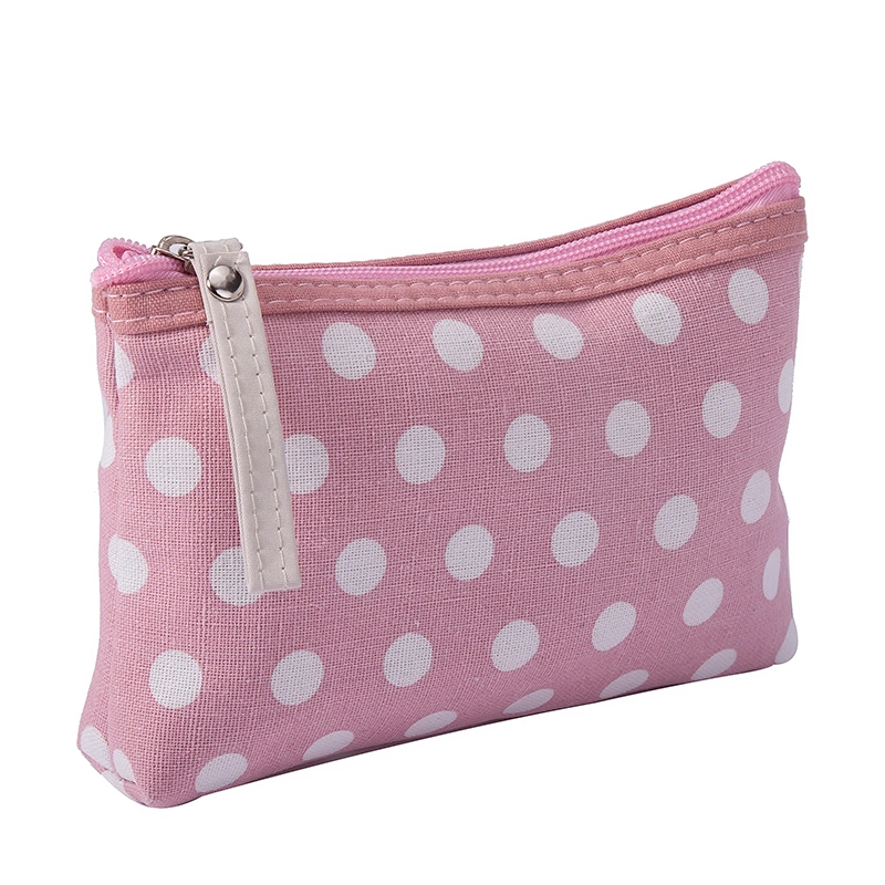 Dot fabric cosmetic bag