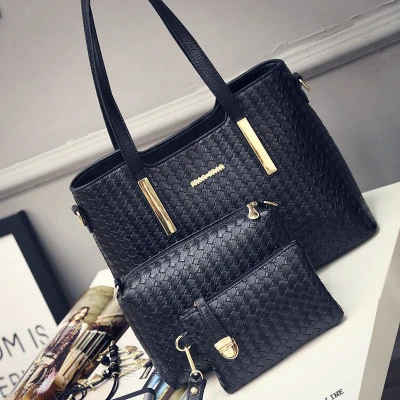 Lady bag spring European female bag leather braided composite bag three piece shoulder diagonal handbag