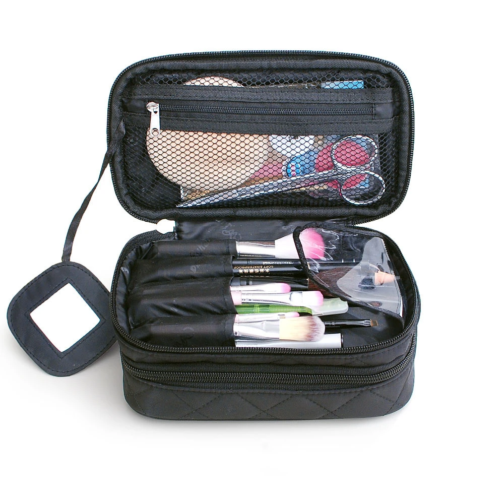 Double waterproof portable cosmetic bag