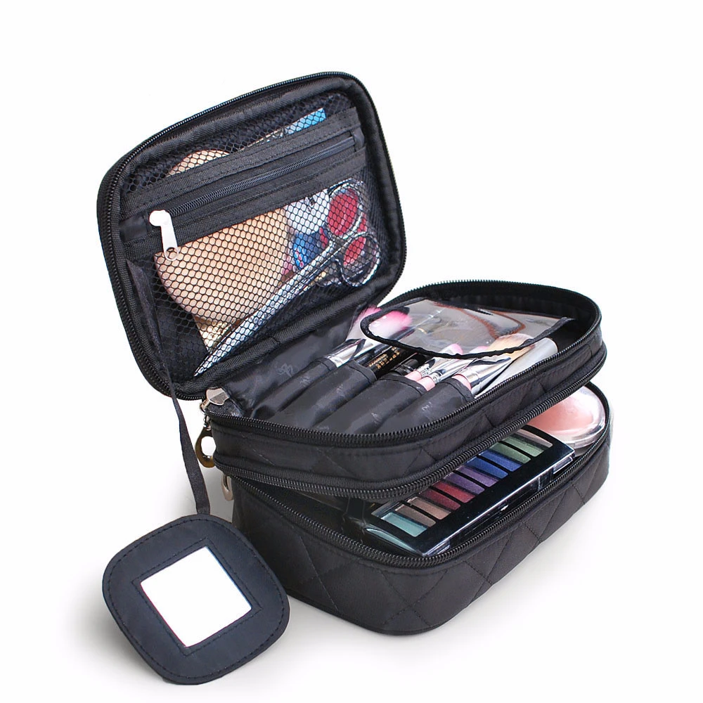 Double waterproof portable cosmetic bag