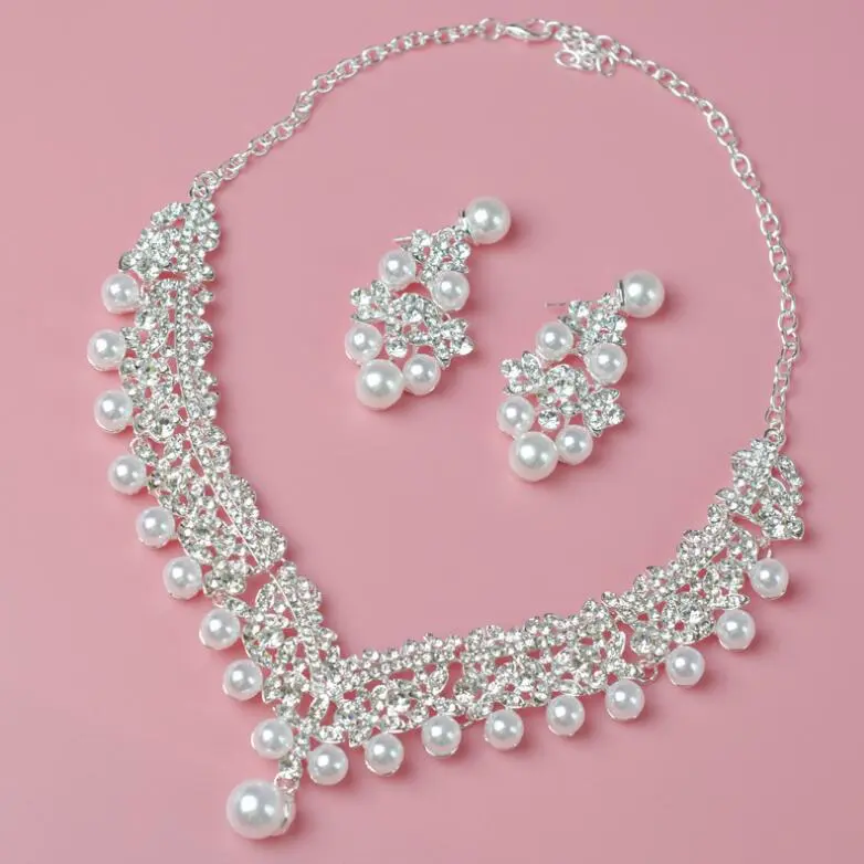 Pearl Necklace Bridal Necklace and Earring Set