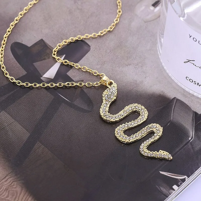 Snake necklace with diamond snake pendant necklace