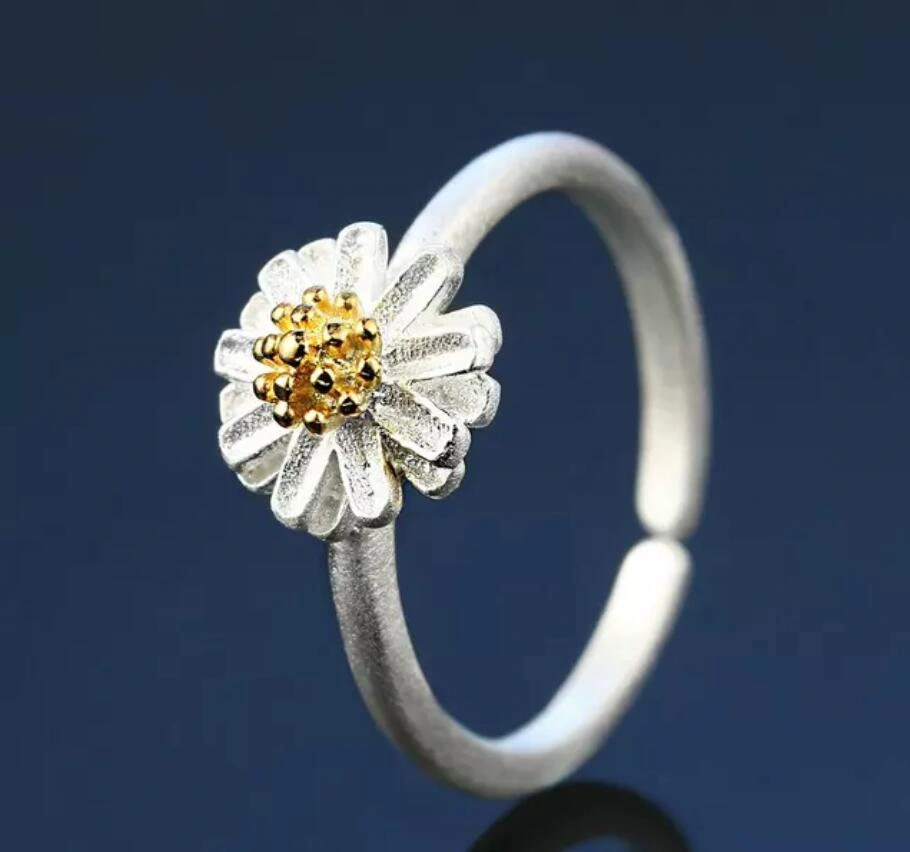 925 Sterling Silver Daisy opening ring