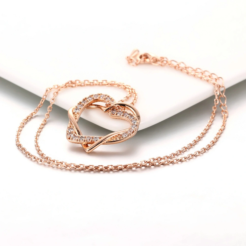 Heart to heart rose gold necklace
