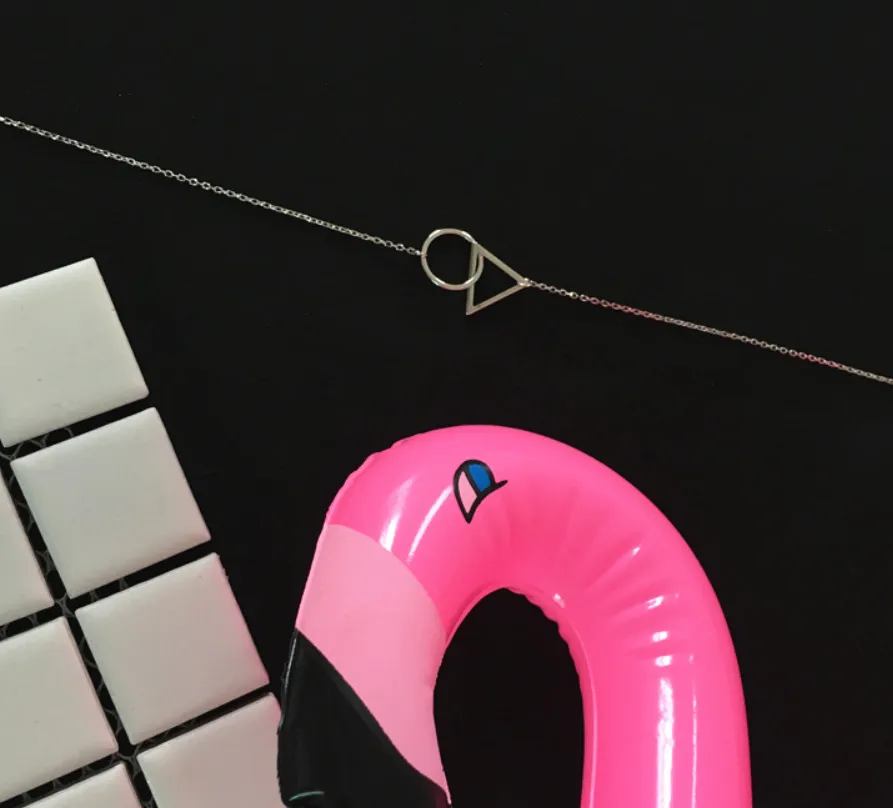 Simple 925 Sterling Silver Geometric Pendant Necklace