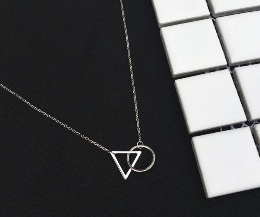 Simple 925 Sterling Silver Geometric Pendant Necklace