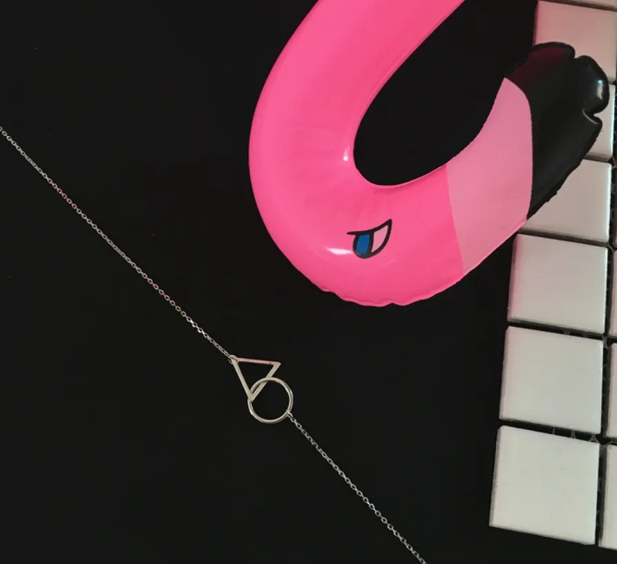 Simple 925 Sterling Silver Geometric Pendant Necklace
