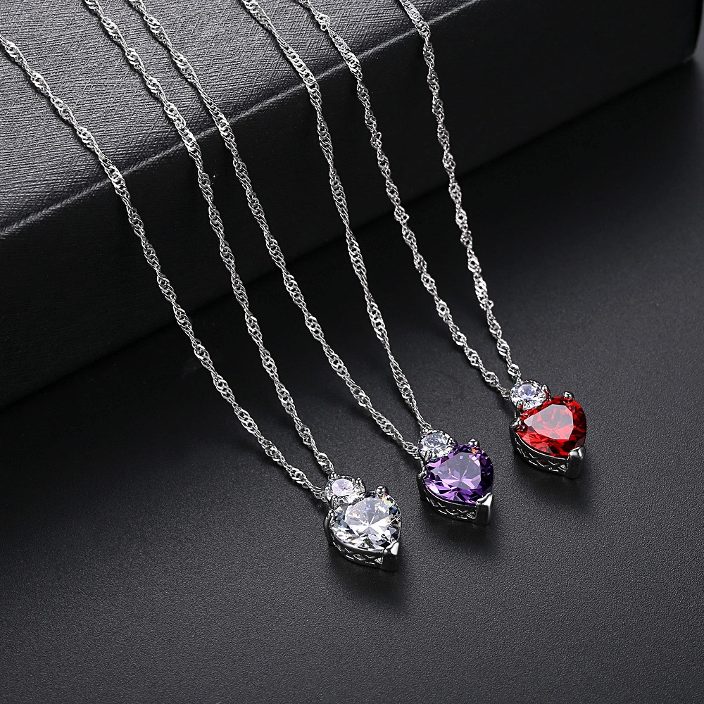 Heart-shaped pendant fashion zircon necklace