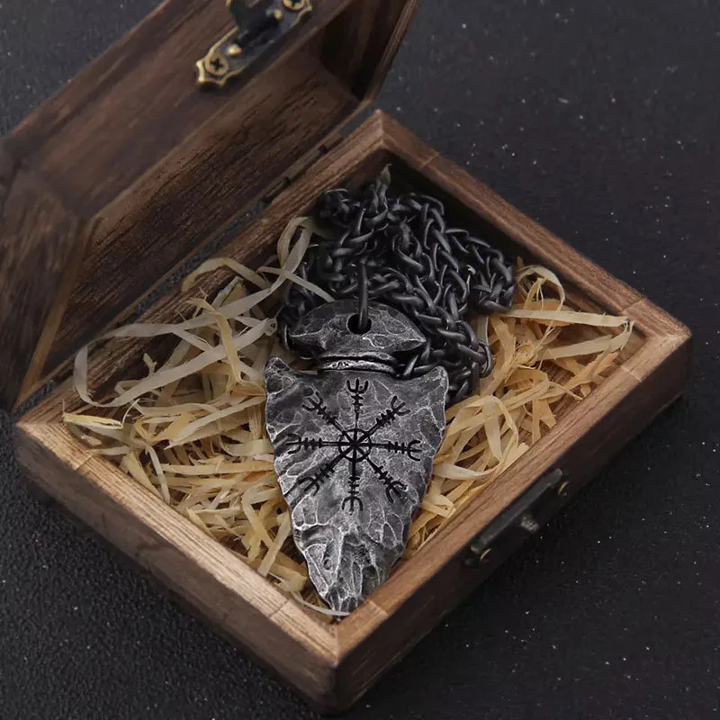 Alloy Triangle Rune Compass Compass Necklace