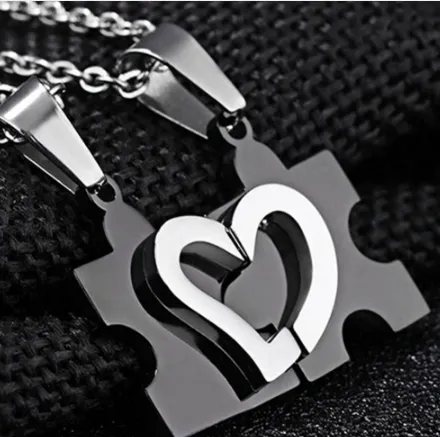 Romantic Stainless Steel Heart-Shaped Puzzle Necklace