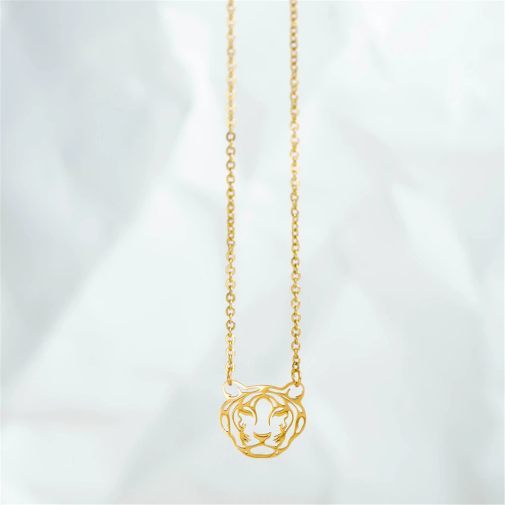 Hollow Cut Tiger Necklace Stainless Steel Fashion Versatile Chain