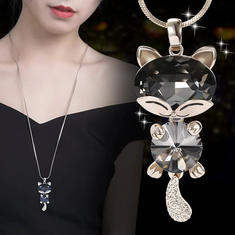 Simple fashion kitty crystal pendant