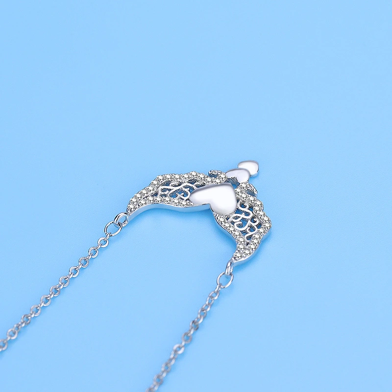 Heart Necklace Heart With Heart Wings Clavicle