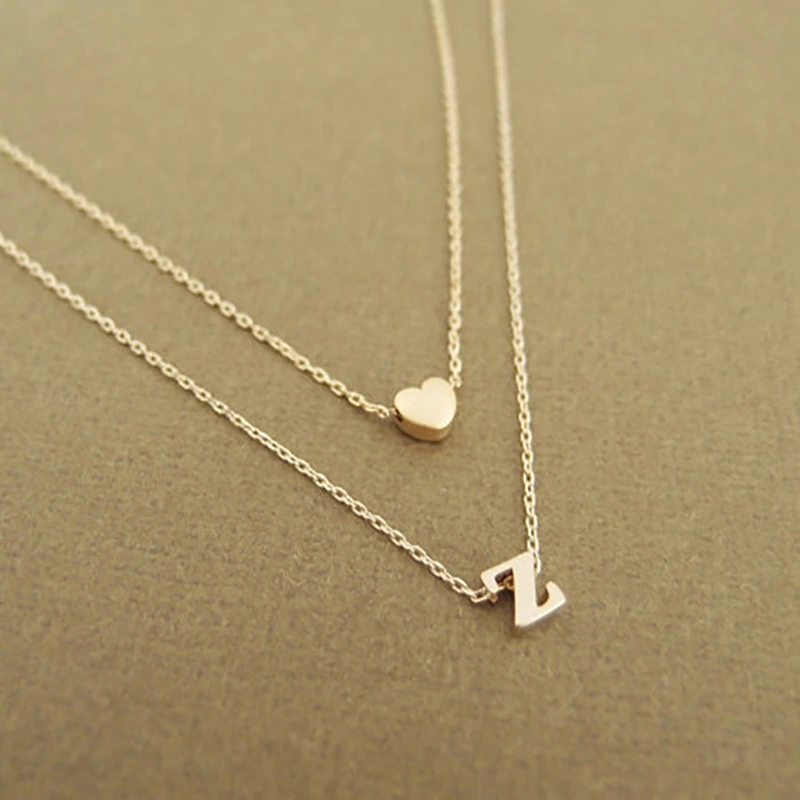 Peach Heart Combination Letter Pendant Necklace