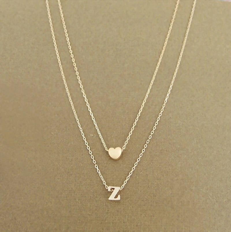 Peach Heart Combination Letter Pendant Necklace