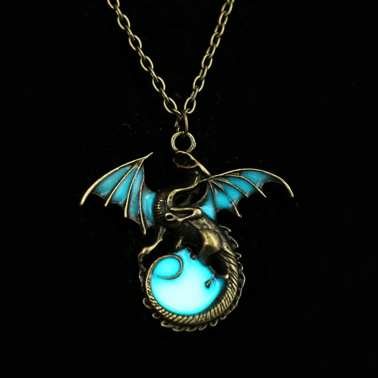 Glowing Vintage Flying Dragon Necklace