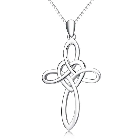 925 Sterling Silver Necklace Religious Necklace Love Heart Fashion Cross Pendants Necklaces Sweet Jewelry For Women GNX13884