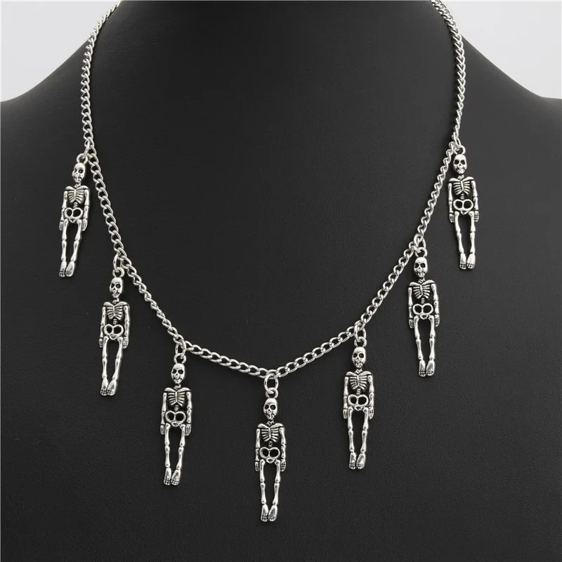 7 skull punk pendant necklaces