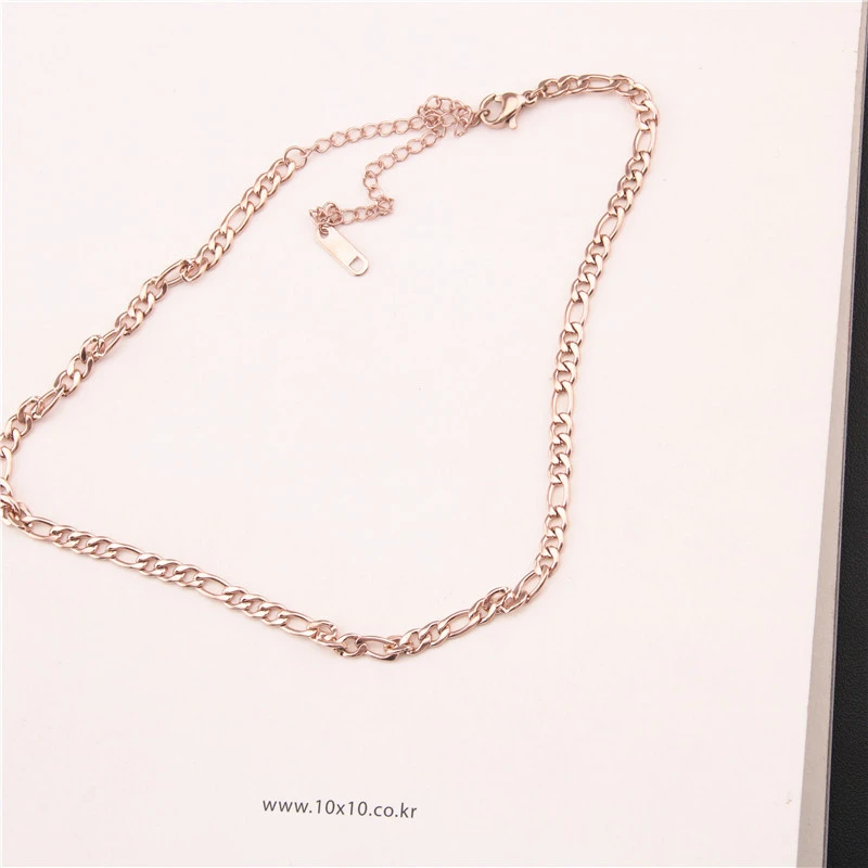 Korean short necklace hollow chain simple design neck chain titanium steel plated rose gold neck chain