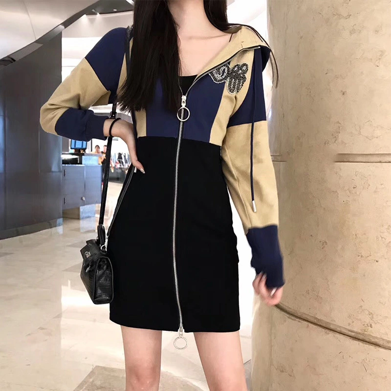 Zip hooded dress