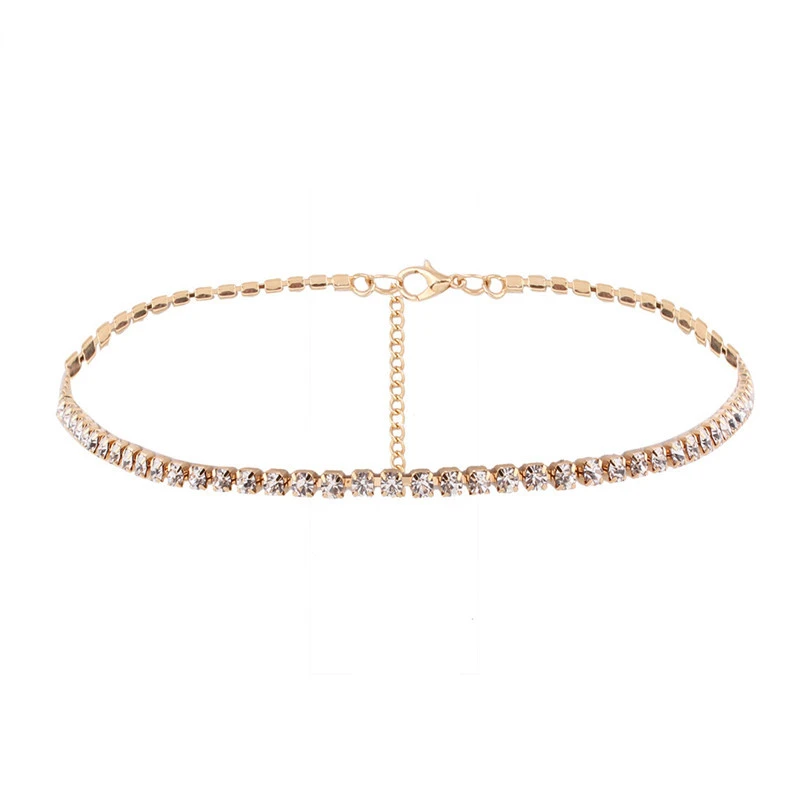 Necklace Short Choker Necklace Jewelry for Women Christmas Crystal Necklace Gold Plated Necklace Silver-plated