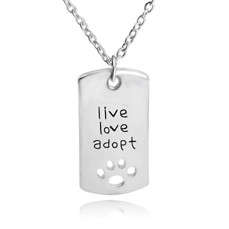 European and American jewelry fashion pet necklace live love Adopt hollow dog claw pendant