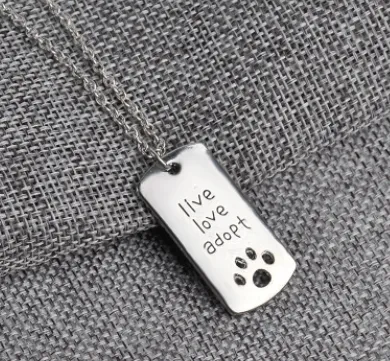 European and American jewelry fashion pet necklace live love Adopt hollow dog claw pendant