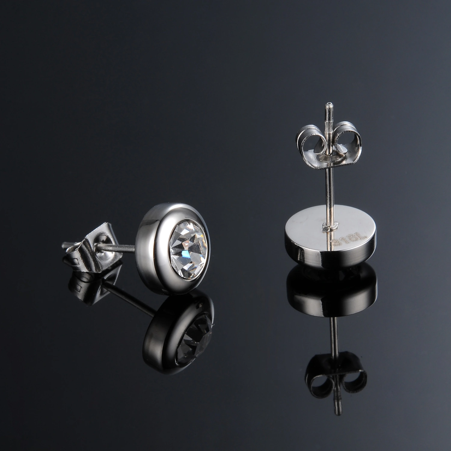 ZORCVENS New Fashion Zircon Crystal Earrings for Man Jewelry 316L Titanium Steel Gold-Color Never Fade