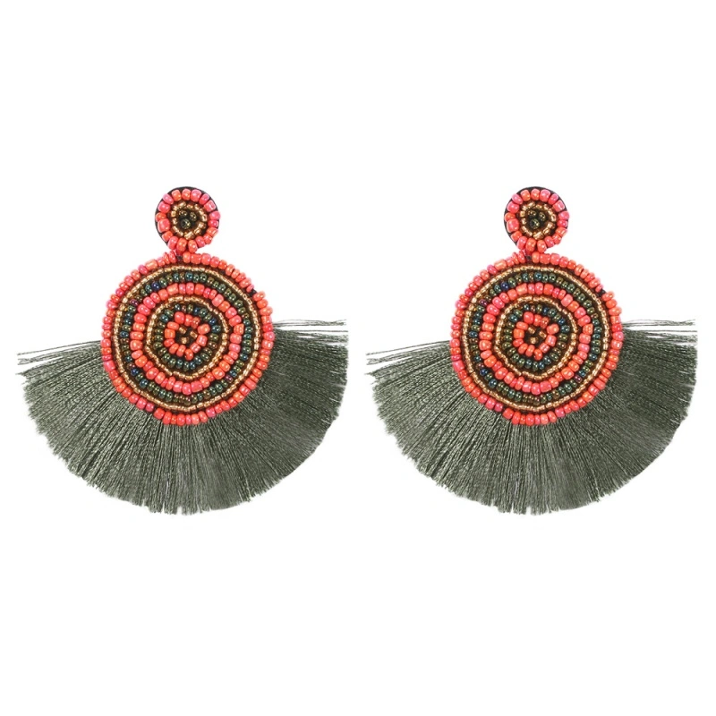 Rice Beads Fan Earrings Women