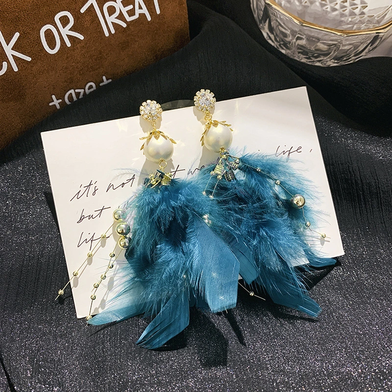 Jewelry Pearl Rhinestone Super Fairy Exaggerated Long Earrings Earrings