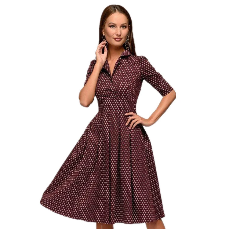Women's Elegant Half Sleeve Lapel Party Casual Dress