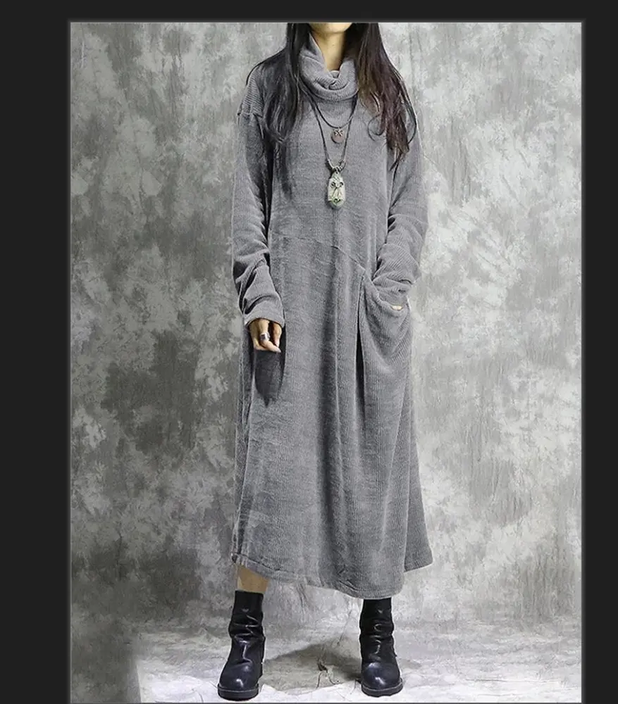 Solid Loose Pullover Long Dress