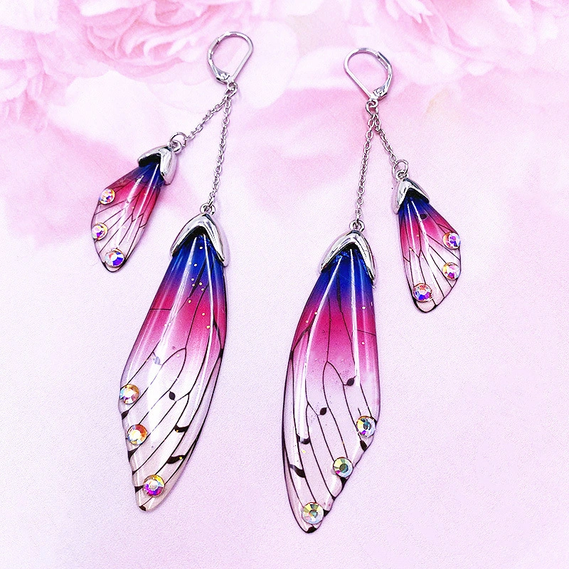 Temperament Long Butterfly Crystal Earrings Women