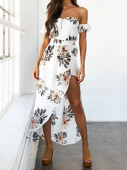 Wrapped chest printed irregular dress