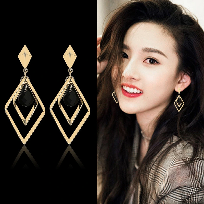 Diamond-Shaped Wild European And American Exaggerated Earrings