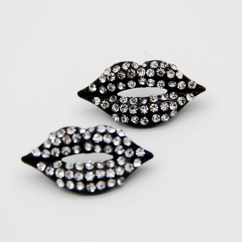 Rhinestone Pearl Personality Exaggerated Lip Big Stud Earrings