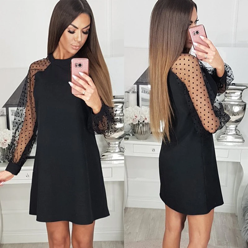Polka dot sleeve dress