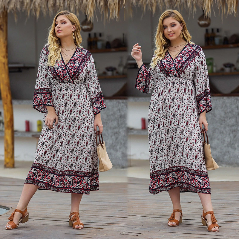 Plus size fat woman in summer dress