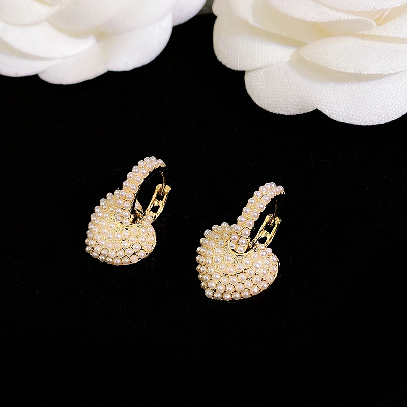 Pearl Ear Button Heart - Shaped Earring Lady