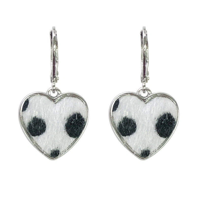 Autumn And Winter Cow Leopard Print Love Earrings