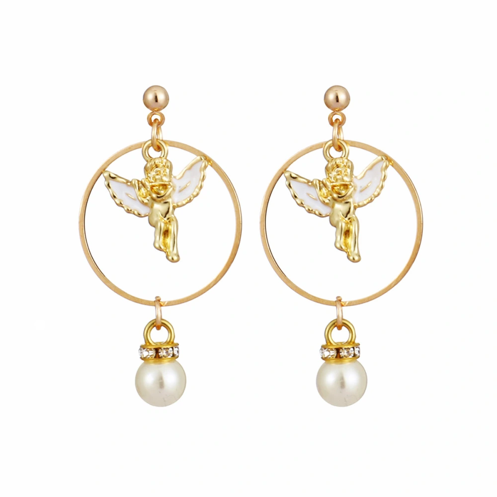 Temperament Vintage Angel Pearl Earrings Accessories