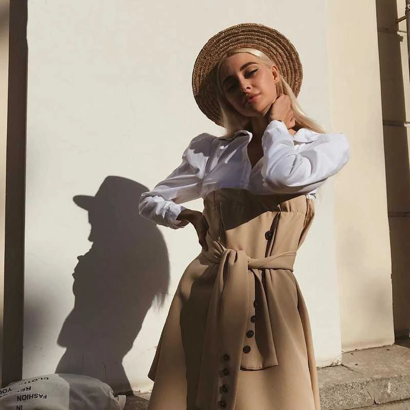 Contrast stitching suit dress