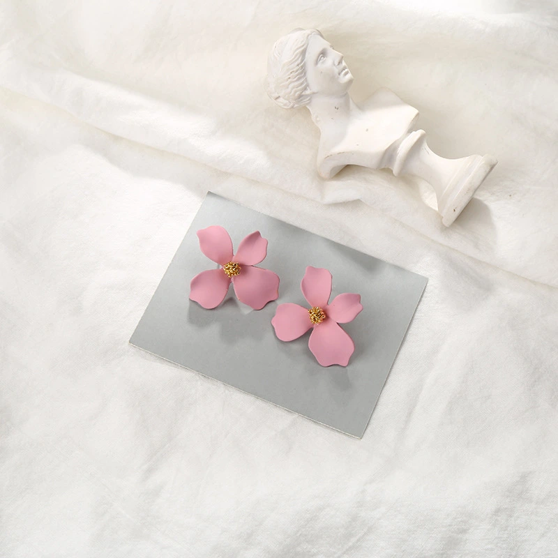 Girly Heart Fashion Spray Paint Flower Small Jewelry Stud Earrings