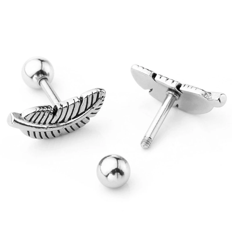 Ear Bone Nail Feather Lip Nail Piercing Jewelry