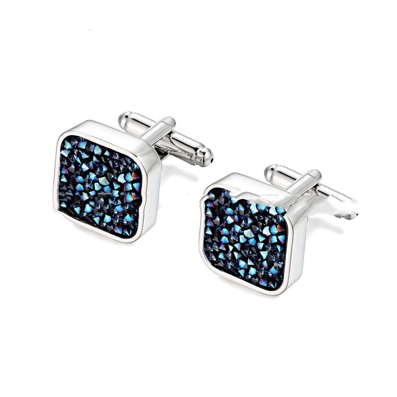 Cufflinks Men's Light Luxury Light Blue Ore Blue Crystal Cufflinks