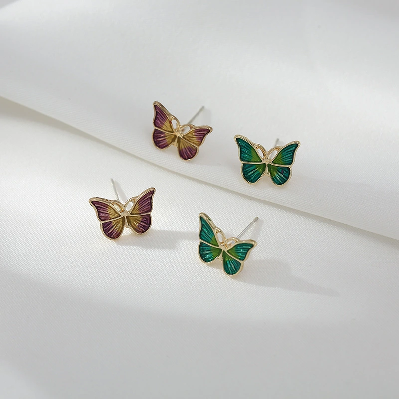 French Oil Painting Style Gentle And Smart Butterfly Small Earrings