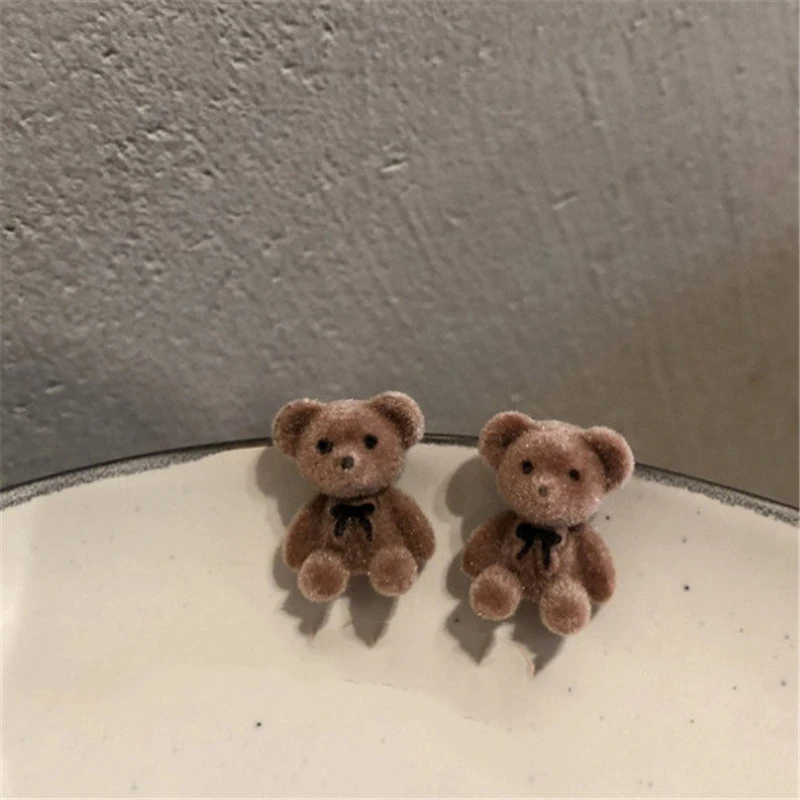 Korean Version of Jewelry Plush Ball All-match Bear Plush Earrings